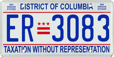 DC license plate ER3083
