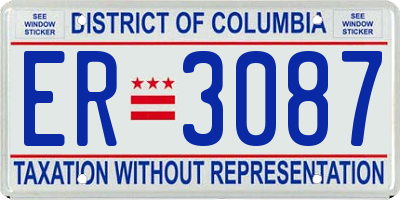 DC license plate ER3087