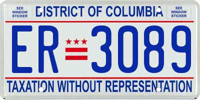 DC license plate ER3089