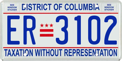 DC license plate ER3102