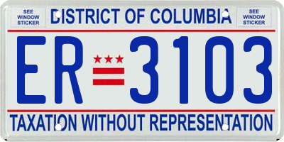 DC license plate ER3103
