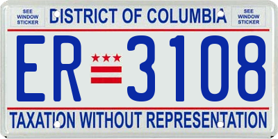 DC license plate ER3108