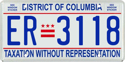 DC license plate ER3118