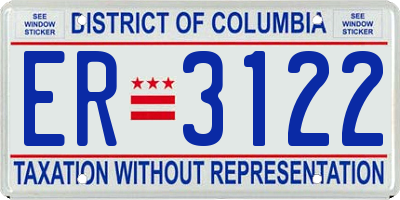 DC license plate ER3122