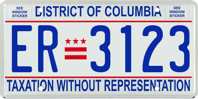 DC license plate ER3123