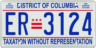 DC license plate ER3124