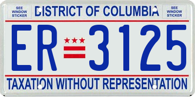 DC license plate ER3125