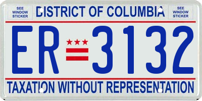DC license plate ER3132