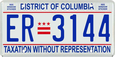 DC license plate ER3144