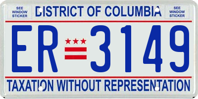 DC license plate ER3149