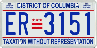 DC license plate ER3151