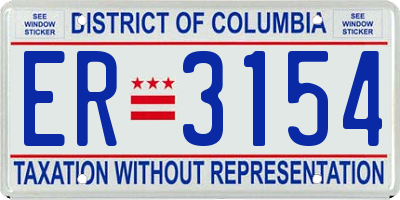 DC license plate ER3154