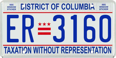 DC license plate ER3160