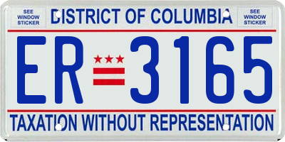 DC license plate ER3165