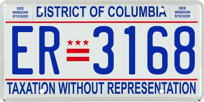 DC license plate ER3168