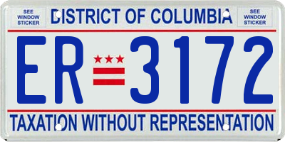 DC license plate ER3172