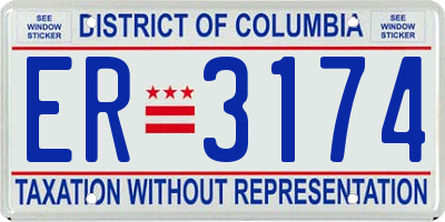 DC license plate ER3174