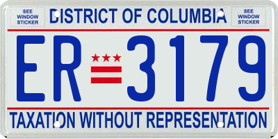 DC license plate ER3179