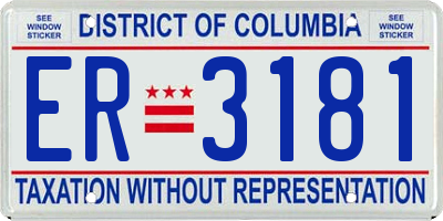 DC license plate ER3181