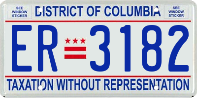 DC license plate ER3182