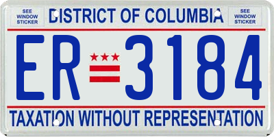 DC license plate ER3184