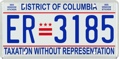 DC license plate ER3185