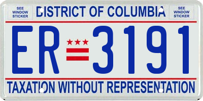 DC license plate ER3191