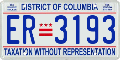 DC license plate ER3193