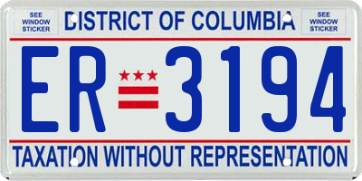 DC license plate ER3194