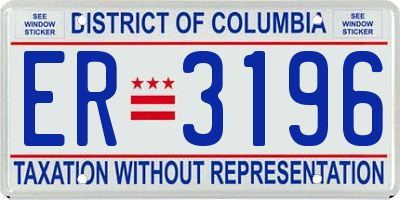 DC license plate ER3196