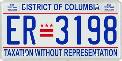 DC license plate ER3198