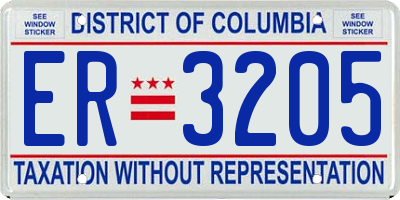 DC license plate ER3205