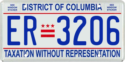 DC license plate ER3206