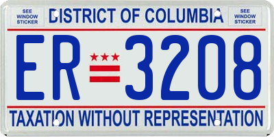 DC license plate ER3208