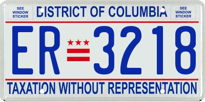 DC license plate ER3218