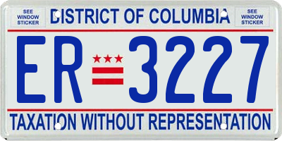 DC license plate ER3227