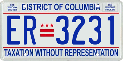 DC license plate ER3231