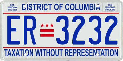 DC license plate ER3232