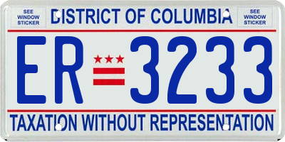 DC license plate ER3233
