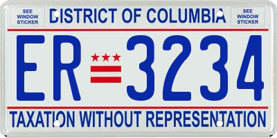 DC license plate ER3234