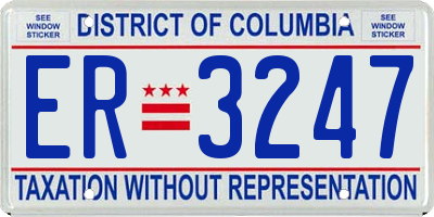 DC license plate ER3247