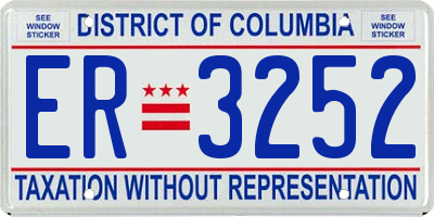 DC license plate ER3252