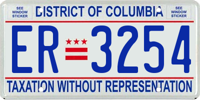 DC license plate ER3254