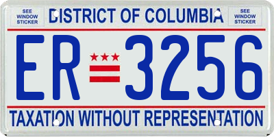 DC license plate ER3256