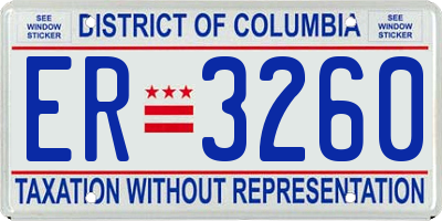 DC license plate ER3260
