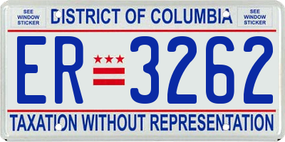 DC license plate ER3262