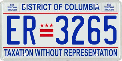 DC license plate ER3265