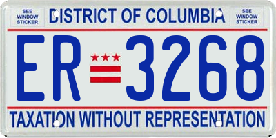 DC license plate ER3268