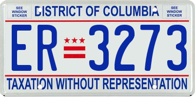 DC license plate ER3273