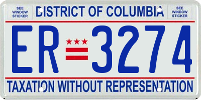 DC license plate ER3274